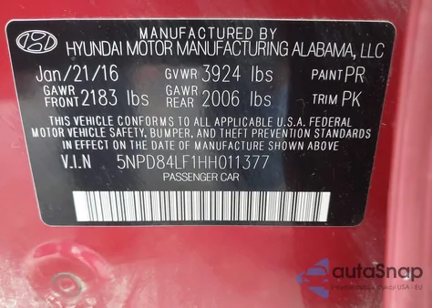 2017 Hyundai Elantra Se from USA, damaged, VIN 5NPD84LF1HH011377